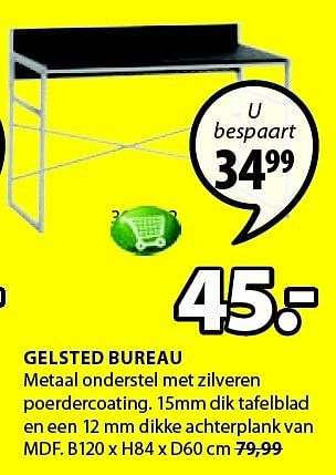 Aanbiedingen Gelsted bureau metaal onderstel met zilveren - Huismerk - Jysk - Geldig van 25/12/2014 tot 11/01/2015 bij Jysk