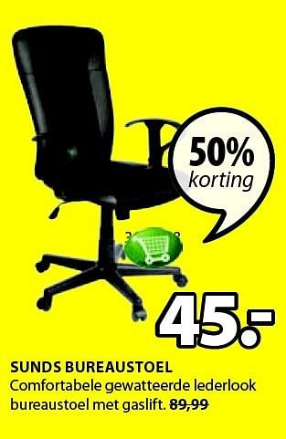 Aanbiedingen Sunds bureaustoel comfortabele gewatteerde lederlook - Huismerk - Jysk - Geldig van 25/12/2014 tot 11/01/2015 bij Jysk