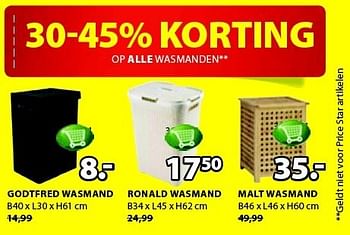 Aanbiedingen Godtfred wasmand - Huismerk - Jysk - Geldig van 25/12/2014 tot 11/01/2015 bij Jysk