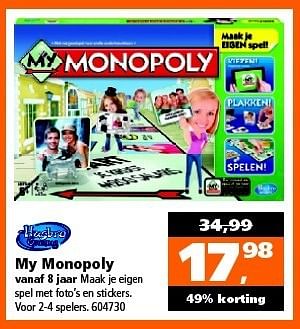 Aanbiedingen My monopoly vanaf 8 jaar maak je eigen - Hasbro - Geldig van 27/12/2014 tot 11/01/2015 bij Intertoys