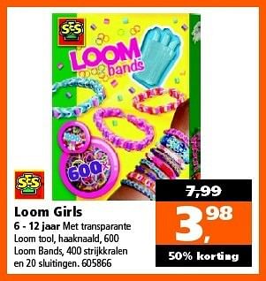 Aanbiedingen Loom girls met transparante loom tool, haaknaald, 600 - SES - Geldig van 27/12/2014 tot 11/01/2015 bij Intertoys