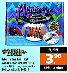 Aanbiedingen Monstertail kit met monstertail loom, mini loom, haaknaald - Rainbow Loom - Geldig van 27/12/2014 tot 11/01/2015 bij Intertoys