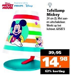 Aanbiedingen Tafellamp mickey met aan- en uitschakelaar - Disney - Geldig van 27/12/2014 tot 11/01/2015 bij Intertoys