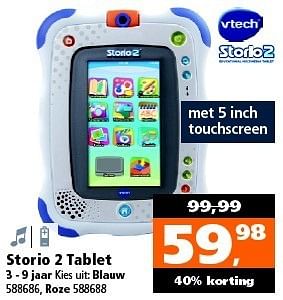 Aanbiedingen Storio 2 tablet - Vtech - Geldig van 27/12/2014 tot 11/01/2015 bij Intertoys