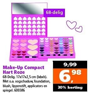 Aanbiedingen Make-up compact hart roze - Huismerk - Intertoys - Geldig van 27/12/2014 tot 11/01/2015 bij Intertoys