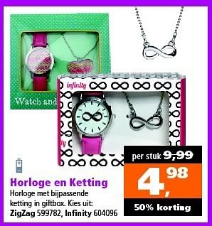 Aanbiedingen Horloge en ketting horloge met bijpassende - Huismerk - Intertoys - Geldig van 27/12/2014 tot 11/01/2015 bij Intertoys