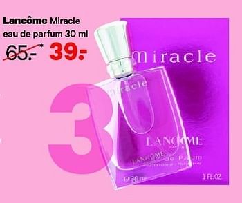 Aanbiedingen Lancôme miracle eau de parfum - Lancome - Geldig van 29/12/2014 tot 11/01/2015 bij Etos