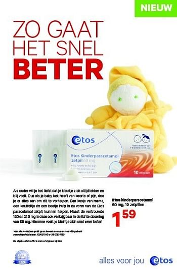 Aanbiedingen Etos kinderparacetamol - Huismerk - Etos - Geldig van 29/12/2014 tot 11/01/2015 bij Etos