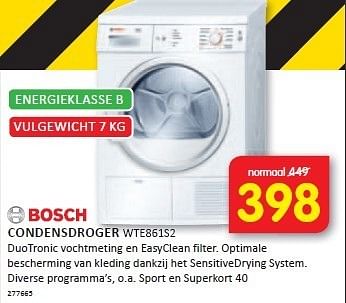 Aanbiedingen Bosch condensdroger duotronic vochtmeting - Bosch - Geldig van 29/12/2014 tot 04/01/2015 bij It's Electronics