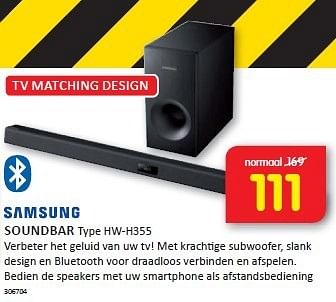 Aanbiedingen Samsung soundbar verbeter het geluid van uw tv! - Samsung - Geldig van 29/12/2014 tot 04/01/2015 bij It's Electronics