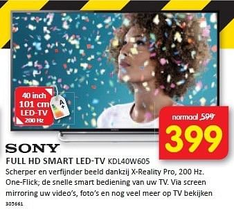 Aanbiedingen Sony full hd smart led-tv scherper en verfijnder - Sony - Geldig van 29/12/2014 tot 04/01/2015 bij It's Electronics