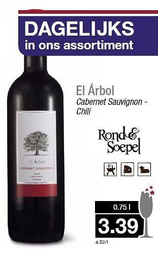 Aanbiedingen El árbol cabernet sauvignon - chili - Rode wijnen - Geldig van 31/12/2014 tot 06/01/2015 bij Aldi
