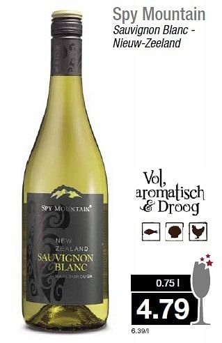 Aanbiedingen Spy mountain sauvignon blanc - nieuw-zeeland - Witte wijnen - Geldig van 31/12/2014 tot 06/01/2015 bij Aldi