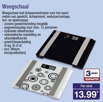 Aanbiedingen Weegschaal weegschaal met lichaamsvetmeter voor het exact - Huismerk - Aldi - Geldig van 31/12/2014 tot 06/01/2015 bij Aldi