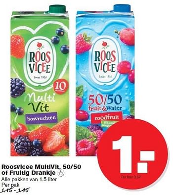 Aanbiedingen Roosvicee multivit, 50-50 of fruitig drankje - Roosvicee - Geldig van 02/01/2015 tot 06/01/2015 bij Hoogvliet