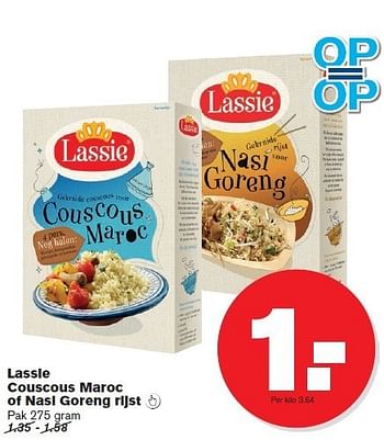 Aanbiedingen Lassie couscous maroc of nasi goreng rijst  - Lassie - Geldig van 02/01/2015 tot 06/01/2015 bij Hoogvliet