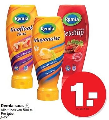 Aanbiedingen Remia saus  - Remia - Geldig van 02/01/2015 tot 06/01/2015 bij Hoogvliet