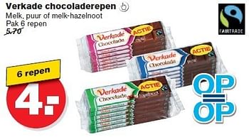 Aanbiedingen Verkade chocoladerepen  melk, puur of melk-hazelnoot - Verkade - Geldig van 02/01/2015 tot 06/01/2015 bij Hoogvliet