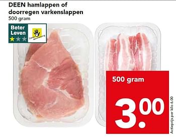 Aanbiedingen Deen hamlappen of doorregen varkenslappen - Huismerk deen supermarkt - Geldig van 04/01/2015 tot 10/01/2015 bij Deen Supermarkten