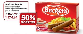 Aanbiedingen Beckers snacks rundvleeskroketten, hamburgers of frikandellen - Beckers - Geldig van 04/01/2015 tot 10/01/2015 bij Em-té