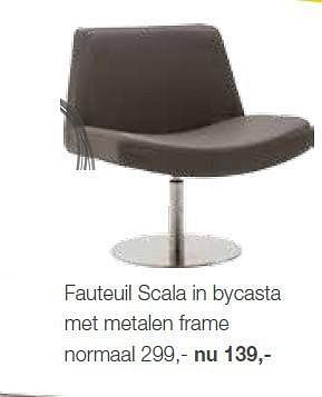 Aanbiedingen Fauteuil scala in bycasta met metalen frame - Huismerk - Goossens - Geldig van 29/12/2014 tot 11/01/2015 bij Goossens Wonen & Slapen