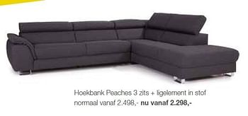 Aanbiedingen Hoekbank peaches 3 zits + ligelement in stof - Huismerk - Goossens - Geldig van 29/12/2014 tot 11/01/2015 bij Goossens Wonen & Slapen