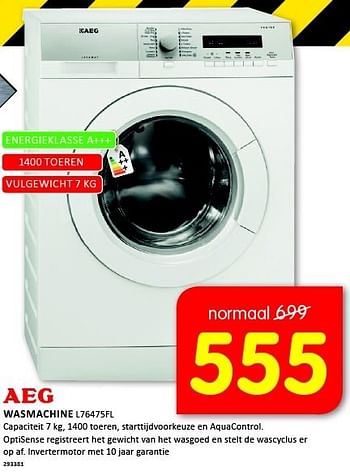 Aanbiedingen Aeg wasmachine capaciteit 7 kg, 1400 toeren - AEG - Geldig van 05/01/2015 tot 11/01/2015 bij It's Electronics