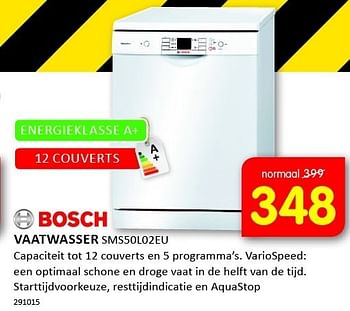 Aanbiedingen Bosch vaatwasser capaciteit tot 12 couverts en 5 programma`s - Bosch - Geldig van 05/01/2015 tot 11/01/2015 bij It's Electronics