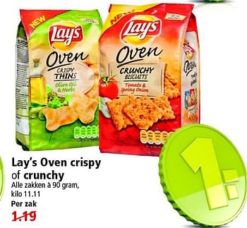 Aanbiedingen Lay`s oven crispy of crunchy - Lay's - Geldig van 04/01/2015 tot 10/01/2015 bij Plus