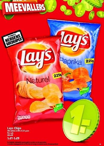 Aanbiedingen Lays chips - Lay's - Geldig van 04/01/2015 tot 10/01/2015 bij Plus