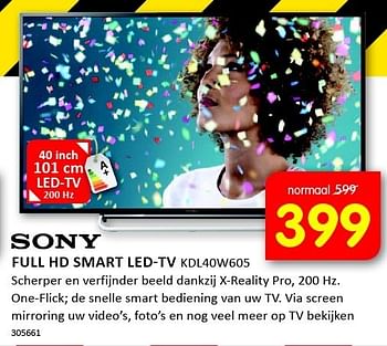 Aanbiedingen Sony full hd smart led-tv - Sony - Geldig van 05/01/2015 tot 11/01/2015 bij It's Electronics