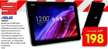 Aanbiedingen Asus tablet memo pad 10 me103k 10,1 ips touchscreen - Asus - Geldig van 05/01/2015 tot 11/01/2015 bij It's Electronics