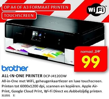 Aanbiedingen Brother all-in-one printer all-in-one met wifi - Brother - Geldig van 05/01/2015 tot 11/01/2015 bij It's Electronics