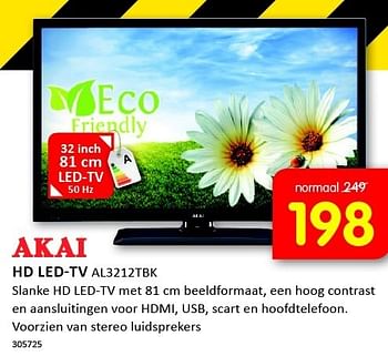 Aanbiedingen Akai hd led-tv slanke hd led-tv met 81 cm beeldformaat - Akai - Geldig van 05/01/2015 tot 11/01/2015 bij It's Electronics