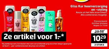 Aanbiedingen Gliss kur haarverzorging en -styling - Gliss Kur - Geldig van 06/01/2015 tot 11/01/2015 bij Trekpleister