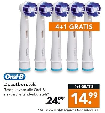 Aanbiedingen Opzetborstels geschikt voor alle oral-b - Oral-B - Geldig van 05/01/2015 tot 14/01/2015 bij Blokker