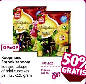 Aanbiedingen Koopmans sprookjesboom koekjes, cakejes of mini cupcakes - Koopmans - Geldig van 05/01/2015 tot 11/01/2015 bij Jan Linders