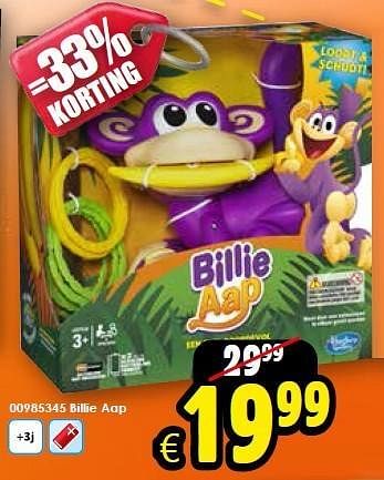 Aanbiedingen Billie aap - Hasbro - Geldig van 03/01/2015 tot 18/01/2015 bij ToyChamp