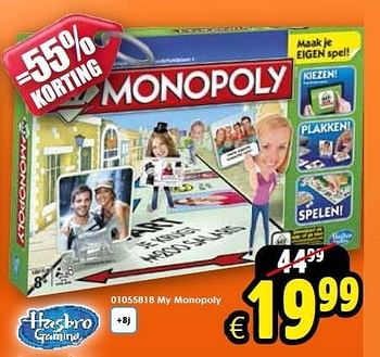 Aanbiedingen My monopoly - Hasbro - Geldig van 03/01/2015 tot 18/01/2015 bij ToyChamp