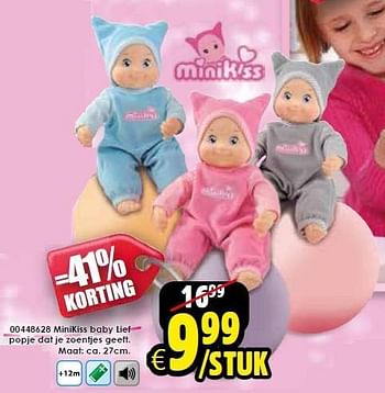 Aanbiedingen Minikiss baby lief popje dat je zoentjes geeft. - MINI KISS - Geldig van 03/01/2015 tot 18/01/2015 bij ToyChamp