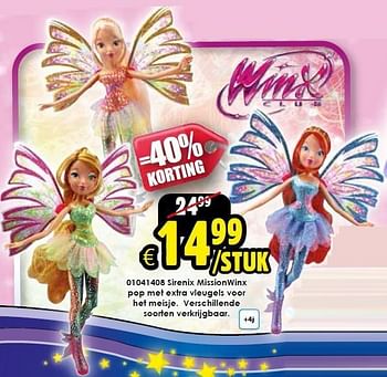 Aanbiedingen Sirenix missionwinx pop met extra vleugels voor het meisje - Winx Club - Geldig van 03/01/2015 tot 18/01/2015 bij ToyChamp