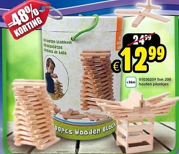 Aanbiedingen Ton 200 houten plankjes - Huismerk - Toychamp - Geldig van 03/01/2015 tot 18/01/2015 bij ToyChamp
