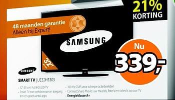 Aanbiedingen Samsung smart tv ue32h5303 - Samsung - Geldig van 05/01/2015 tot 11/01/2015 bij Expert