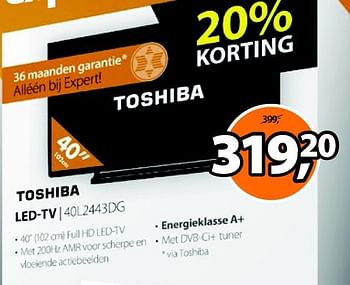 Aanbiedingen Toshiba led-tv 40l2443dg - Toshiba - Geldig van 05/01/2015 tot 11/01/2015 bij Expert