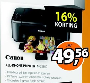 Aanbiedingen Canon all-in-one printer mg3550 - Canon - Geldig van 05/01/2015 tot 11/01/2015 bij Expert