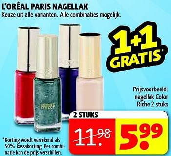 Aanbiedingen L`oréal paris nagellak color riche - L'Oreal Paris - Geldig van 06/01/2015 tot 11/01/2015 bij Kruidvat