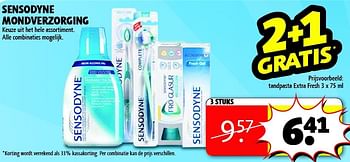 Aanbiedingen Sensodyne tandpasta extra fresh - Sensodyne - Geldig van 06/01/2015 tot 11/01/2015 bij Kruidvat