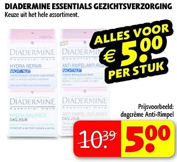 Aanbiedingen Diadermine essentials gezichtsverzorging - Diadermine - Geldig van 06/01/2015 tot 11/01/2015 bij Kruidvat