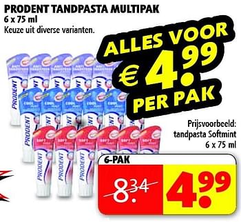 Aanbiedingen Prodent tandpasta multipak - Prodent - Geldig van 06/01/2015 tot 11/01/2015 bij Kruidvat