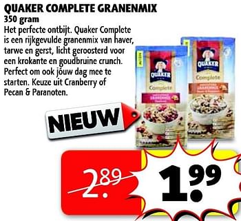 Aanbiedingen Quaker complete granenmix - Quaker - Geldig van 06/01/2015 tot 11/01/2015 bij Kruidvat
